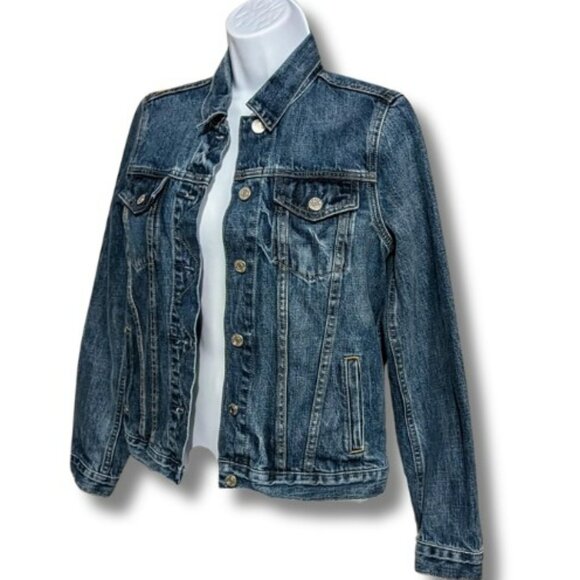 GAP - VINTAGE DENIM JACKET - DOUBLE BARRED FRONT AND STITCHING OVER EACH POCKET - Picture 2 of 5